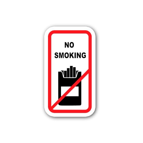 2 (Pieces) 3" and 5" Cigarette Pack Prohibition Sign Sticker, Waterproof Vinyl Decals for Many Purpo