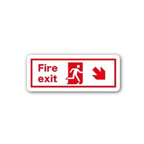2 (Pieces) 3" and 5" Fire exit red Arrow Down Sign Sticker, Waterproof Vinyl Decals for Many Purpose