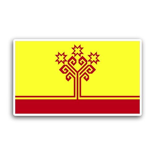 2 (Pieces) 3" and 5" Chuvashia Flag Sticker, Waterproof Vinyl Decals for Many Purpose Like Cars, Tru