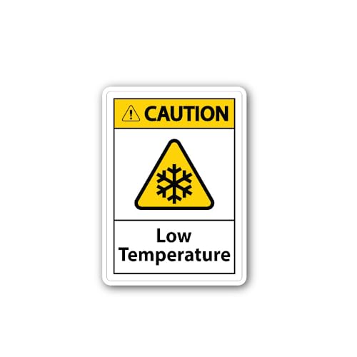 2 (Pieces) 3" and 5" Caution Low Temperature Sticker, Waterproof Vinyl Decals for Many Purpose Like 