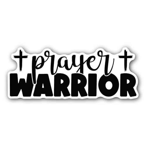 2 (Pieces) 3" and 5" Prayer Warrior Text Sticker, Waterproof Vinyl Decals for Many Purpose Like Cars