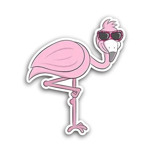 2 (Pieces) 3" and 5" Funny Pink Flamingo Sticker, Waterproof Vinyl Decals for Many Purpose Like Cars