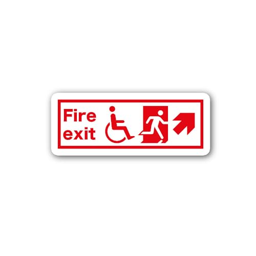 2 (Pieces) 3" and 5" Emergency exit for People with Disabilities Sticker, Waterproof Vinyl Decals fo