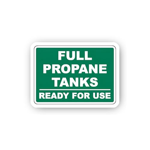 2 (Pieces) 3" and 5" Green Full Propane Cylinder Ready Sign Sticker, Waterproof Vinyl Decals for Man