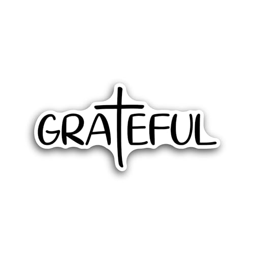 2 (Pieces) 3" and 5" Grateful Text Sticker, Waterproof Vinyl Decals for Many Purpose Like Cars, Truc