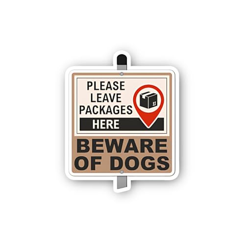 2 (Pieces) 3" and 5" Leave Packages Here, Beware of Dogs Sticker, Waterproof Vinyl Decals for Many P