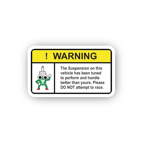 2 (Pieces) 3" and 5" Tuned Suspension Racing Warning Sticker, Waterproof Vinyl Decals for Many Purpo