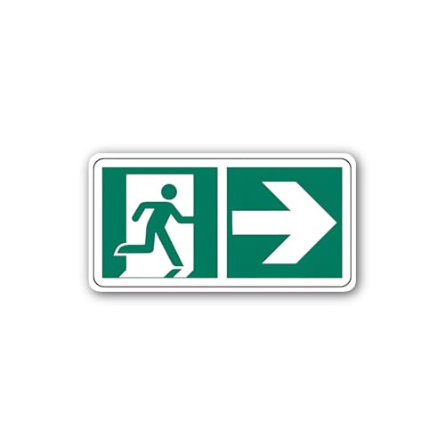 2 (Pieces) 3" and 5" Emergency exit Right Sign Sticker, Waterproof Vinyl Decals for Many Purpose Lik