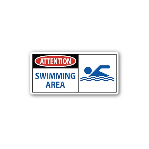 2 (Pieces) 3" and 5" Swimming Area Symbol Sticker, Waterproof Vinyl Decals for Many Purpose Like Car