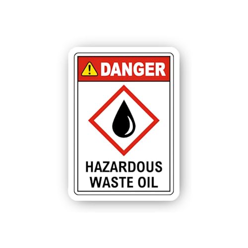 2 (Pieces) 3" and 5" Droplet Symbol Hazardous Oil Alert Sticker, Waterproof Vinyl Decals for Many Pu