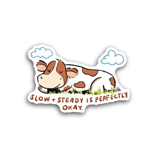 2 (Pieces) 3" and 5" Cow Sleeping Sticker, Waterproof Vinyl Decals for Many Purpose Like Cars, Truck