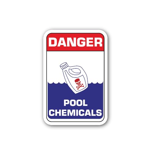 2 (Pieces) 3" and 5" Danger: Pool Chemicals Safety Sign Sticker, Waterproof Vinyl Decals for Many Pu