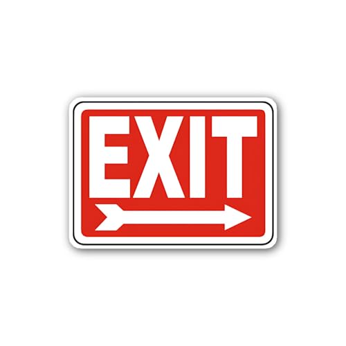 2 (Pieces) 3" and 5" EXIT Sign with Right Arrow Sticker, Waterproof Vinyl Decals for Many Purpose Li
