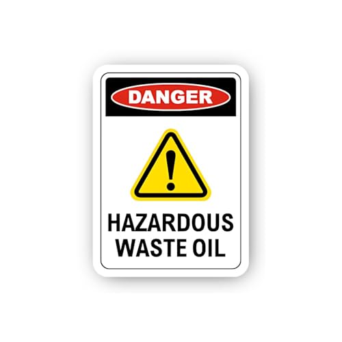 2 (Pieces) 3" and 5" Hazardous Waste Oil Danger Sign Sticker, Waterproof Vinyl Decals for Many Purpo