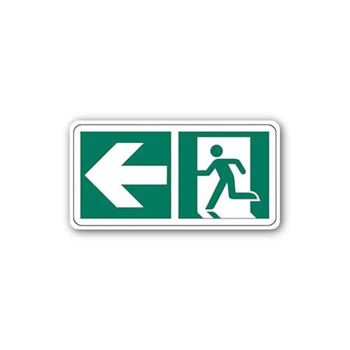 2 (Pieces) 3" and 5" Emergency exit Left Sign Sticker, Waterproof Vinyl Decals for Many Purpose Like