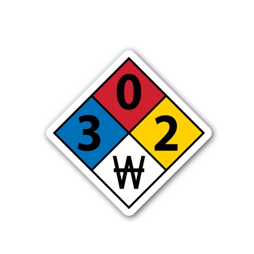 2 (Pieces) 3" and 5" NFPA 704 Diamond 3-0-2-w Sign Sticker, Waterproof Vinyl Decals for Many Purpose
