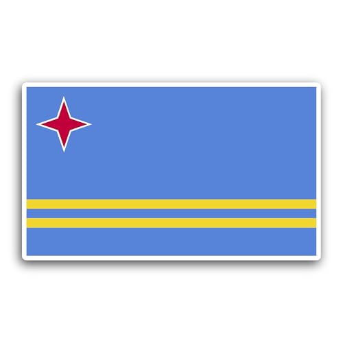 2 (Pieces) 3" and 5" Aruba Flag Sticker, Waterproof Vinyl Decals for Many Purpose Like Cars, Trucks,