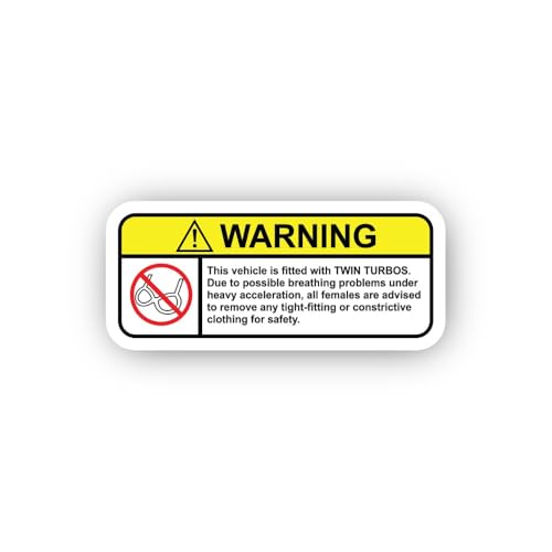 2 (Pieces) 3" and 5" Twin Turbo Warning Sticker, Waterproof Vinyl Decals for Many Purpose Like Cars,