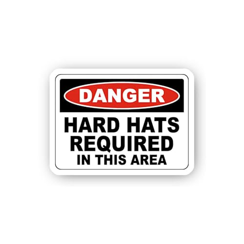 2 (Pieces) 3" and 5" Danger Hard Hats Required in This Area Sticker, Waterproof Vinyl Decals for Man