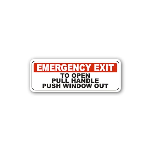2 (Pieces) 3" and 5" Emergency exit to Open Pull Handle Sign Sticker, Waterproof Vinyl Decals for Ma