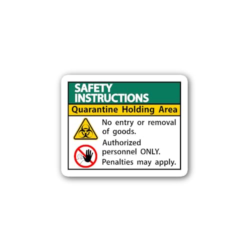 2 (Pieces) 3" and 5" Safety Instructions Quarantine Holding Area Sticker, Waterproof Vinyl Decals fo