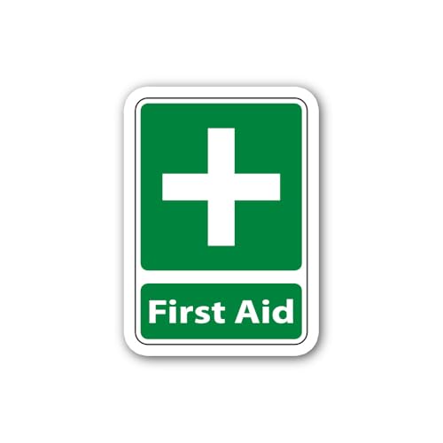 2 (Pieces) 3" and 5" First aid Sign Sticker, Waterproof Vinyl Decals for Many Purpose Like Cars, Tru