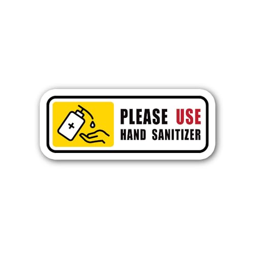 2 (Pieces) 3" and 5" Please Use Hand Sanitizer White Sticker, Waterproof Vinyl Decals for Many Purpo