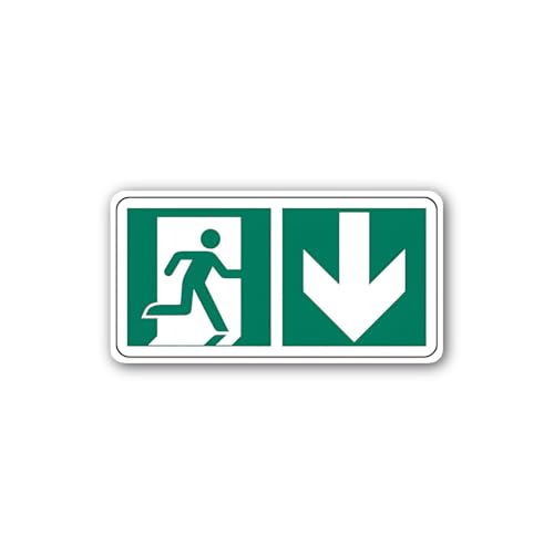 2 (Pieces) 3" and 5" Emergency exit Down Sign Sticker, Waterproof Vinyl Decals for Many Purpose Like