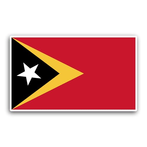 2 (Pieces) 3" and 5" East Timor Flag Sticker, Waterproof Vinyl Decals for Many Purpose Like Cars, Tr