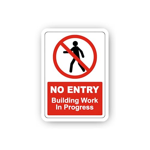 2 (Pieces) 3" and 5" No Entry Building Work Silhouette Sticker, Waterproof Vinyl Decals for Many Pur