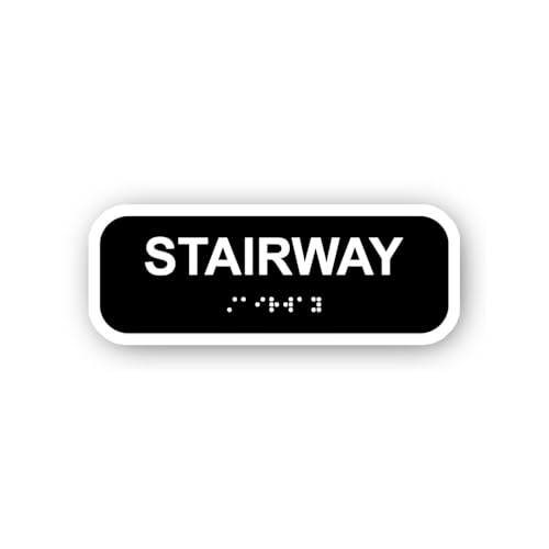 2 (Pieces) 3" and 5" Stairway with Braille Sticker, Waterproof Vinyl Decals for Many Purpose Like Ca
