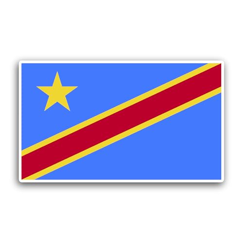 2 (Pieces) 3" and 5" Democratic Republic of The Congo Flag Sticker, Waterproof Vinyl Decals for Many