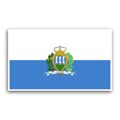 2 (Pieces) 3" and 5" San Marino Flag Sticker, Waterproof Vinyl Decals for Many Purpose Like Cars, Tr
