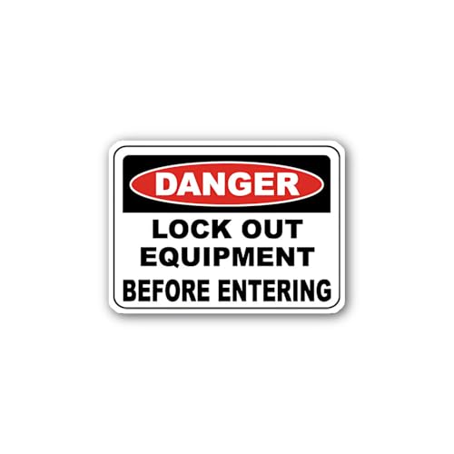 2 (Pieces) 3" and 5" Lock Out Equipment Before Entering Sign Sticker, Waterproof Vinyl Decals for Ma