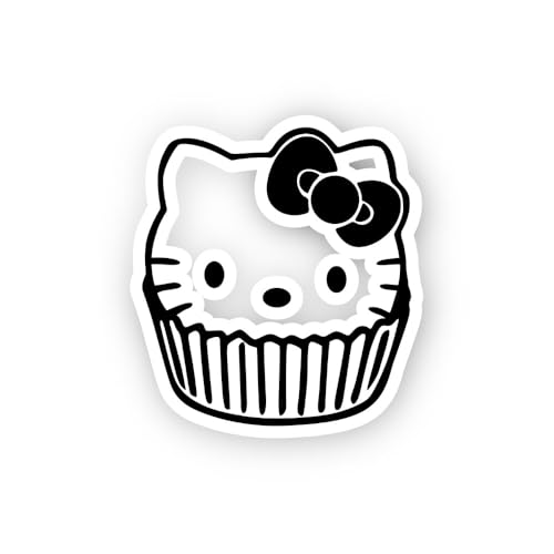 2 (Pieces) 3" and 5" Cat Head Cupcake Outline Sticker, Waterproof Vinyl Decals for Many Purpose Like