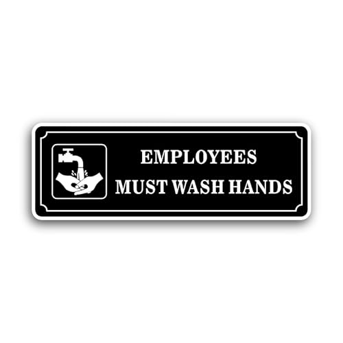 2 (Pieces) 3" and 5" Employees Must Wash Hands Sticker, Waterproof Vinyl Decals for Many Purpose Lik