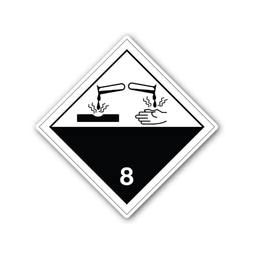 2 (Pieces) 3" and 5" Class 8 Corrosive Substance Sticker, Waterproof Vinyl Decals for Many Purpose L
