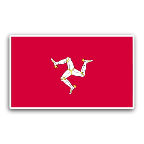 2 (Pieces) 3" and 5" Isle of Man Flag Sticker, Waterproof Vinyl Decals for Many Purpose Like Cars, T