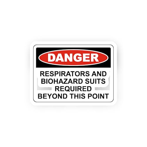 2 (Pieces) 3" and 5" Danger Respirators and Biohazard Suits Required Sign Sticker, Waterproof Vinyl 