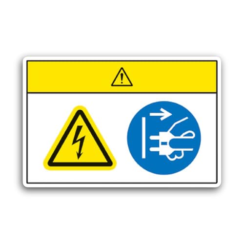 2 (Pieces) 3" and 5" Caution Hazardous Voltage Disconnect Mains Plug Sticker, Waterproof Vinyl Decal