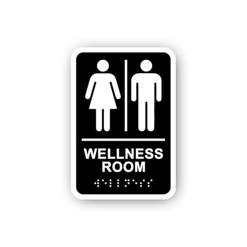2 (Pieces) 3" and 5" Wellness Room Sign with Male and Female Icons Sticker, Waterproof Vinyl Decals 