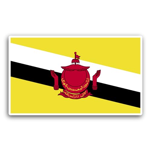 2 (Pieces) 3" and 5" Brunei Flag Sticker, Waterproof Vinyl Decals for Many Purpose Like Cars, Trucks