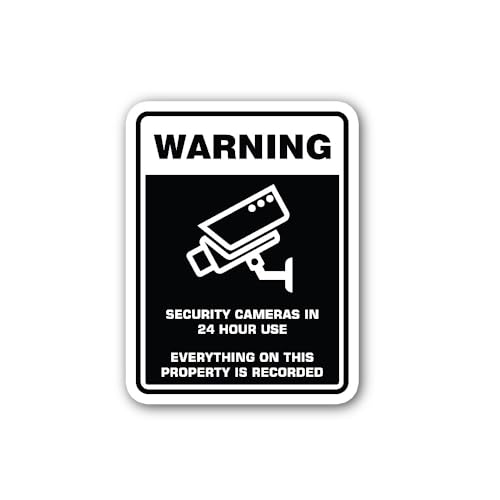 2 (Pieces) 3" and 5" Security Cameras in 24 Hour USE Sticker, Waterproof Vinyl Decals for Many Purpo
