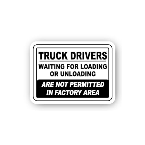 2 (Pieces) 3" and 5" Truck Drivers Not Permitted in Factory Area Sign Sticker, Waterproof Vinyl Deca
