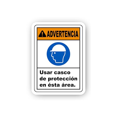 2 (Pieces) 3" and 5" Spanish Warning Safety Helmet Sign Sticker, Waterproof Vinyl Decals for Many Pu