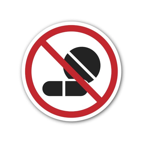 2 (Pieces) 3" and 5" No Pills icon Sticker, Waterproof Vinyl Decals for Many Purpose Like Cars, Truc