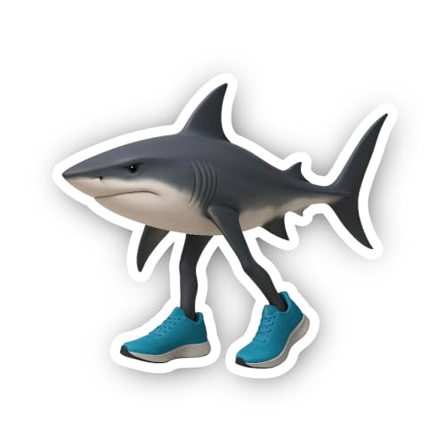2 (Pieces) 3" and 5" Shark with Legs Sticker, Waterproof Vinyl Decals for Many Purpose Like Cars, Tr