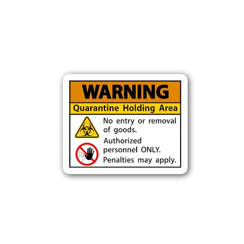 2 (Pieces) 3" and 5" Warning Quarantine Holding Area Sticker, Waterproof Vinyl Decals for Many Purpo