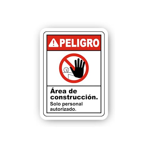 2 (Pieces) 3" and 5" Spanish Peligro Restricted Construction Area Sign Sticker, Waterproof Vinyl Dec