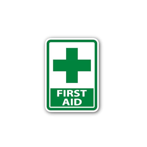 2 (Pieces) 3" and 5" Standard First aid Sign Sticker, Waterproof Vinyl Decals for Many Purpose Like 
